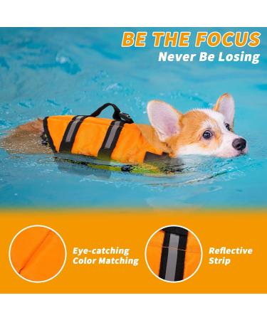 Dog Life Jacket Adjustable Dog Life Jacket Vest Reflective Orange Pet Swimming Jacket Swimwear for Middle and Small Dogs Protection Swimsuit with Rescue Handle High Buoyancy Safety Swimsuit (XS) - Buy Online on SooperMarket.com