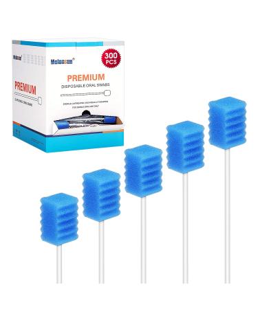 300 Pcs Oral Swabs-Unflavored & Sterile Disposable Dental Swabsticks for Mouth Cleaning- Individually Wrapped (Dental Blue)
