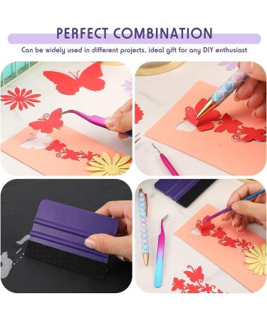 4 Pcs Pin Pen Weeding Tool Kit - Vinyl Squeegee, Tweezers, Weeders & More in Blue Purple - Buy Online on SooperMarket.com