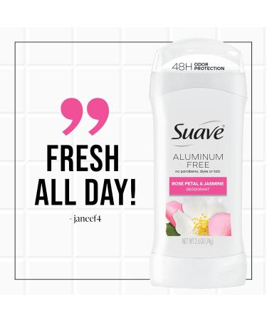Suave Aluminum Free Deodorant for Women Rose Petal and Jasmine 48-Hour Odor Protection Free of Talc Parabens & Dyes 2.6 oz (Pack of 12) - Buy Online on SooperMarket.com