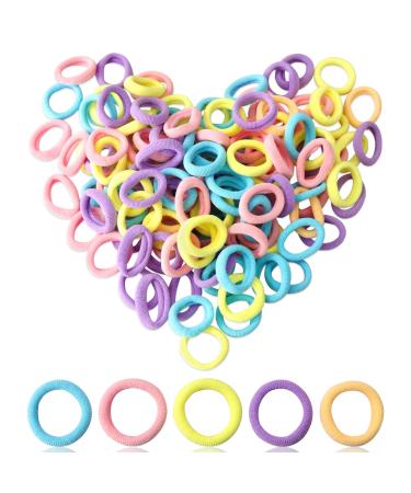 Hanyoushengvance Baby Hair Ties 120 PCS Elastic Hair Bands Small Hair Ties  Mini Seamless Toddler Hair Bands  Soft Hair Elastics Ponytail (5 Colors)