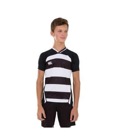 Canterbury Boys Vapodri Evader Hooped Rugby Jersey (1 Pack) 34 Black / White