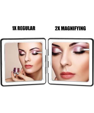 YTLX Compact Makeup Mirror 1x/2x Magnifying Foldable Cosmetic Mirror - Portable Black Vanity Mirror for Men and Women - Buy Online on SooperMarket.com