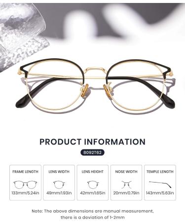 Cyxus Cat Eye & Round Vintage Blue Light Filter Glasses for Women - UV400 Anti-Harmful Protection - 2 Piece Set in Black & Black Gold - Buy Online on SooperMarket.com
