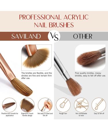 Saviland 6PCS Kolinsky Acrylic Nail Brush Set for Acrylic Powder Application - Sizes 4/6/8/10/12/14 - Buy Online on SooperMarket.com