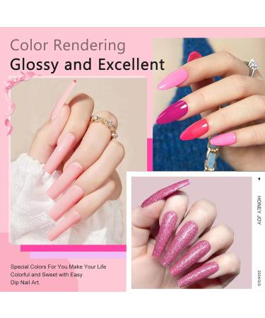 Honey Joy Color Changing Dip Powder Nail Kit - 6 Colors Summer Glitter Pink Dipping Set for DIY Manicure - No Need for Nail Lamp - Perfect Gift for Women - Buy Online on SooperMarket.com