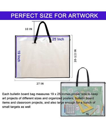 DPEI XUAN Art Portfolio Bag - 19x25 Inch Transparent White Poster Storage Organizer with Zipper and Handle - Ideal for Large Posters, Poster Boards, Paintings - 1 Pack - Buy Online on SooperMarket.com