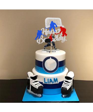 Arthsdite 1Pc Ice Hockey Cake Topper Happy Birthday Sign Sport Cake Decorations Puck Theme for Kids Girl Boy Man Women Birthday Party Supplies - Sliver Glitter Silver - Buy Online on SooperMarket.com