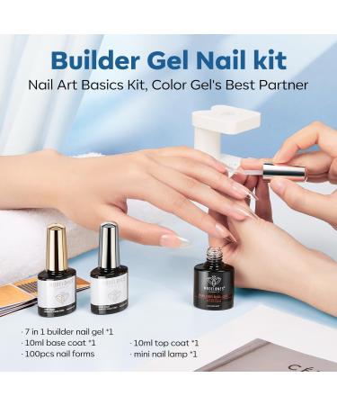 Modelones Builder Nail Gel Kit Clear Builder Gel with Mini Nail Lamp& Nail Forms Set Hard Gel Builder for Nails Extension Strengthener Base Gel in a Bottle Nail Art Manicure - Buy Online on SooperMarket.com