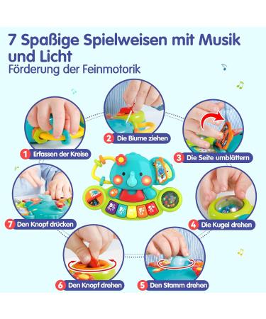 Hola Baby Toys: Musical Elephant Piano & Light-Up Motorcycle for Kids 3-12 Months | Unique Gifts for Boys & Girls - Buy Online on SooperMarket.com