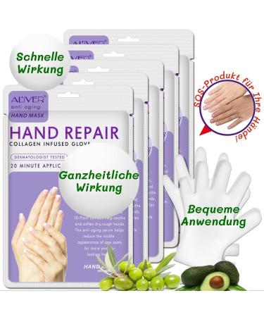 P-Beauty Lavender Hand Mask | 5 Pairs of Moisture Gloves | Collagen & Vitamin-Rich Anti-Aging Care for Cracked Dry Hands - Buy Online on SooperMarket.com