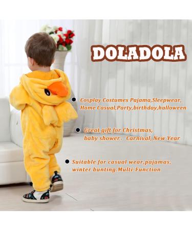 Doladola Unisex Baby Toddler Romper Jumpsuit | Hooded Cartoon Sleepsuit | 24-30 Months | Yellow Duck Design - Buy Online on SooperMarket.com
