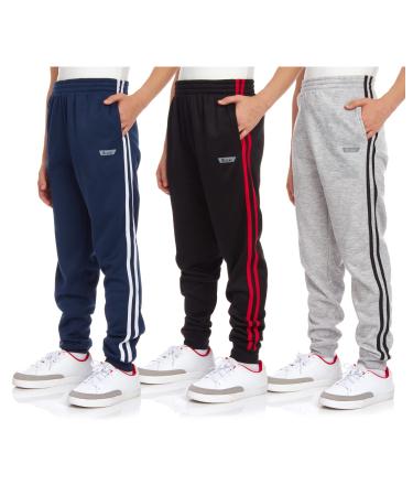 iXtreme Boys' Sweatpants - 3 Pack Active Tech Fleece Jogger Pants with Pockets (Size: 8-18) Black/Navy/Grey 8