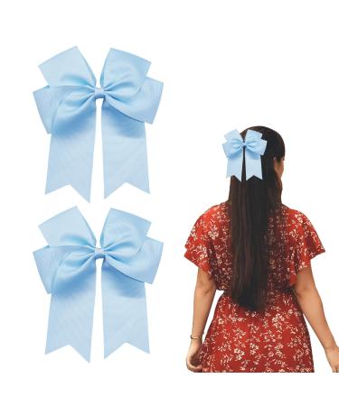 2 Pack 6 inch Bow Hair Clips Large Hair Bow Hair Barrette Clips for Women Girls Blue Hair Bow Light Blue