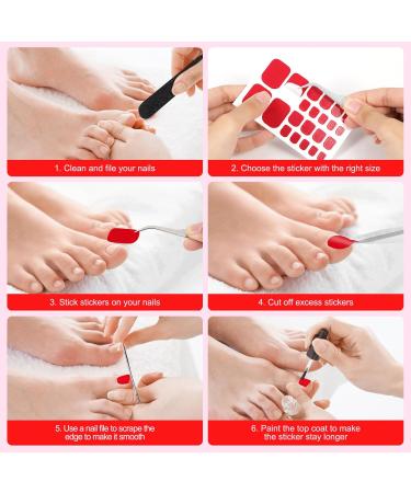 JSRQT 12 Sheets Full Toe Nail Stickers Solid Colors Toe Nail Polish Stickers Red Purple Brown Gel Nail Stickers with Nail File Full Toe Nail Wraps DIY Nail Decor Art Toenails Stickers for Women Girls - Buy Online on SooperMarket.com