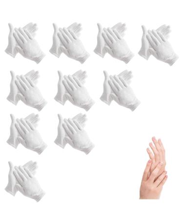 White Cotton Gloves Moisturizing Gloves Soft Elastic Skincare Glove Working Gloves for Women Dry Hands Jewelry Inspection and More One Size Fits Most (10 Pairs)