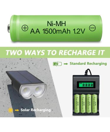 Rechargeable AA Batteries 1500mAh - High Capacity NIMH 1.2V - 8 Pack Pre-Charged for Solar Lights & Household Devices - Buy Online on SooperMarket.com