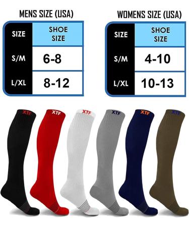 Extreme Fit Sport Compression Socks for Men and Women - Knee High, 6 Pair Large-X-Large Mix - Running, Athletics, Pregnancy, Travel - Buy Online on SooperMarket.com