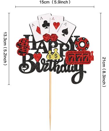 Cyodoos1PCS Casino Cake Decoration Dice Poker Chips Cupcake Cake Topper Playing Cards Vegas Theme Cupcake Toppers Decorations Poker Night Party Supplies Black - Buy Online on SooperMarket.com