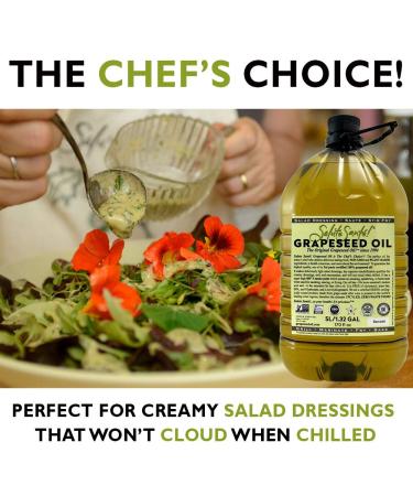 Salute Sante! Cold Pressed Grapeseed Oil - High Temperature Cooking & Healthy Salad Dressing Oil - Non-GMO, Kosher, Vegan - 5L/170oz - Buy Online on SooperMarket.com