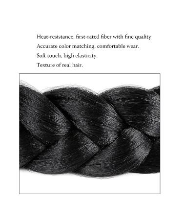Bohemian Braided Headband Wig - Oversized Strand, Classic Style, Elastic Synthetic Hairband for Women and Girls (Black 1B) - Buy Online on SooperMarket.com