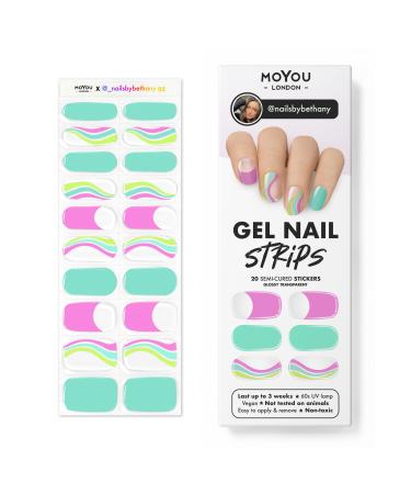 MOYOU LONDON Semi Cured Gel Nail Wraps 20 Pcs Gel Nail Polish Strips for Salon-Quality Manicure Set with Nail File & Wooden Cuticle Stick (UV/LED Lamp Required) - NailsbyBethany 02