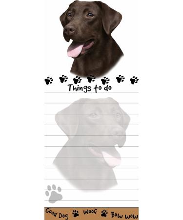 "Chocolate Labrador Magnetic List Pads" Uniquely Shaped Sticky Notepad Measures 8.5 by 3.5 Inches