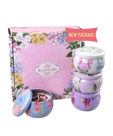 Orentas fragrance candles gift set pure natural soybeans for aromatherapy wax travel dose for home meditation 4 packs 125 g (jasmine/rose/peony/camelly)