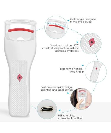 Heated Rechargeable Electric Eyelash Curler with Silicone Pad - Professional Long-Lasting Lash Curler for Quick, Natural Results - Perfect Gift for Women - Buy Online on SooperMarket.com