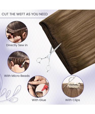 LAAVOO Real Hair Extensions 55cm - Brown Blonde Balayage Ombre Tressen 100g | Human Hair Bundles for Sew-In | Premium Quality - Buy Online on SooperMarket.com