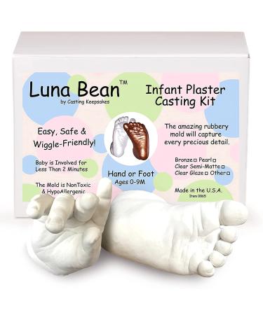 Luna Bean Baby Keepsake Hand Casting Kit - Plaster Hand Molding Casting Kit for Infant Hand & Foot Molding - Baby Casting Kit for First Birthday, Christmas & Newborn Gifts - (Clear Sealant - Gloss)