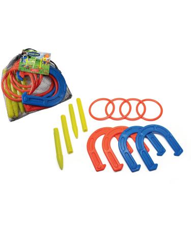 2 in 1 Horseshoe & Ring Toss Game Set Outdoor Game for Family - Horseshoe Set Best Yard Party Lawn Beach Games Perfect for Adults, Kids