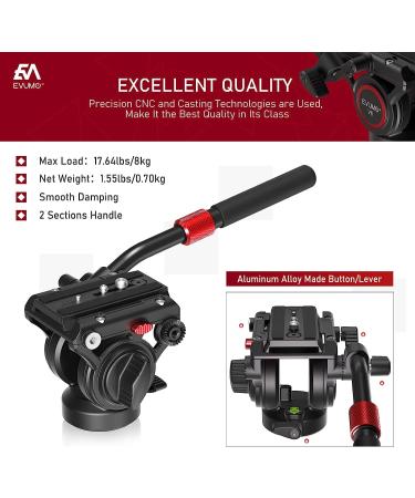 V6 Professional Video Fluid Head Mount for DSLR Cameras & Camcorders - Max Load 17lbs/8kg - Buy Online on SooperMarket.com