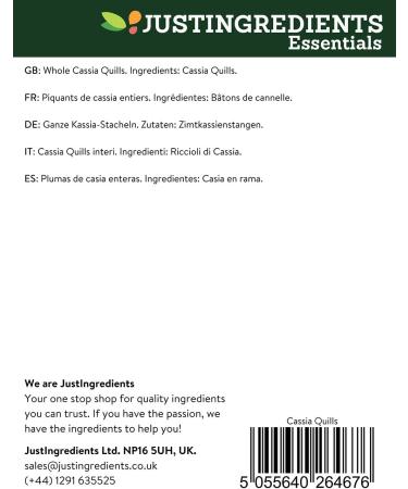 JustIngredients Essentials Cassia Quills 500 g - Buy Online on SooperMarket.com