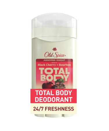 Old Spice Whole Body Deodorant for Men Total Body Deodorant Black Cherry + Bourbon Scent Aluminum Free Deodorant Stick for 24/7 Freshness // Dermatologist Tested Whole Body Deodorant 3.0 oz