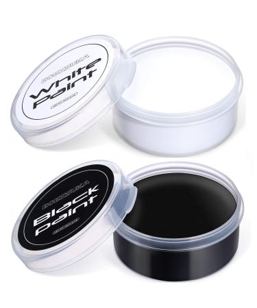 BOBISUKA Blank in the Dark Black + White Oil Face Body Paint Set, Large Capacity Professional Paint Palette Kit for Art Theater Halloween Party Cosplay Clown Sfx Makeup for Adults (140g/4.93 oz) Black & White Paint