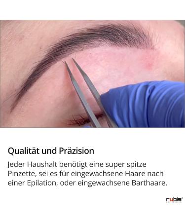 Rubis Pointed Tweezers for Splinters & Ingrown Hairs - Blue | Premium Swiss Quality - Buy Online on SooperMarket.com