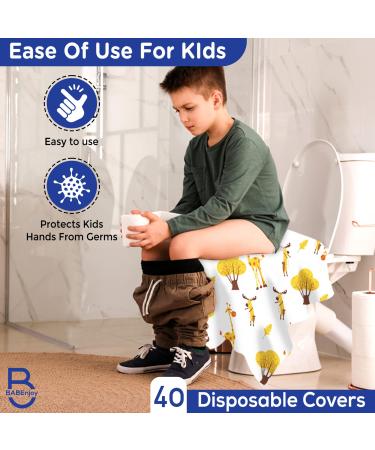 40-Pack Disposable Toilet Seat Covers - BABEnjoy Giraffe Pattern Extra Large - Ideal for Kids, Toddlers, and Adults - Potty Training, Public Bathrooms, Airplanes - Buy Online on SooperMarket.com