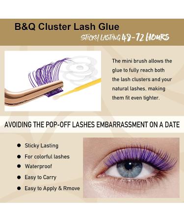Cluster Lash Glue 5ml - Long Lasting Waterproof Eyelash Extension Bond for DIY Lash Clusters - Clear Lash Glue with Micro Brushes - B&Q LASH - Buy Online on SooperMarket.com