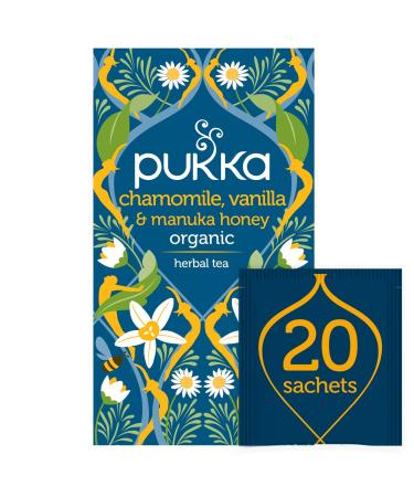 Pukka Herbal Teas Tea Organic Chamomile Vanilla and Manuka Honey, 20 Count 20 Count (Pack of 1)