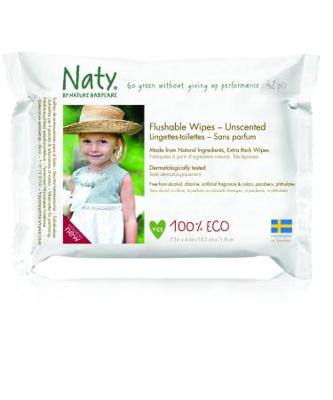 Naty Flushable Wipes Unscented 42 Wipes