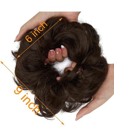 OMGREAT 2PCS Curly Wavy Updo Hair Buns Extensions in Medium Brown - Hair Scrunchies for Women and Girls - Buy Online on SooperMarket.com