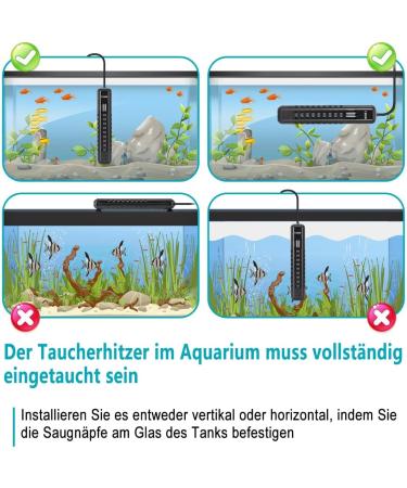 AQQA 200W Aquarium Heater - Adjustable Digital Heating Rod with LED Display & External Controller for Turtles & Aquatic Life (100-500W) - Buy Online on SooperMarket.com