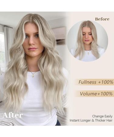 Pearl Blonde Long Wavy Clip in Hair Extensions - 4pcs Synthetic Full Head Hair Pieces for Women - Buy Online on SooperMarket.com