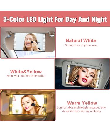 Viatia Rechargeable LED Car Sun Visor Vanity Mirror with Lights - 3 Light Modes and Dimming Touch Sensor - Black - Buy Online on SooperMarket.com
