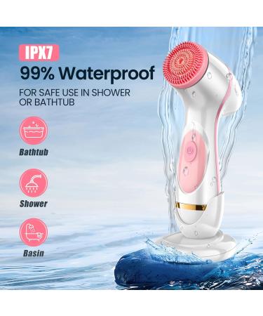Facial Cleansing Brush Waterproof Deep Cleaning Exfoliation Rotating Spa Machine with 2 Speed Modes Electric Face Brush with 3 Replacement Brush Heads for Women (Pink)  - Buy Online on SooperMarket.com