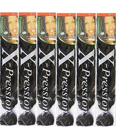 X-pression Ultra Braid 6 Pack #1B Black 82 Inch (Pack of 6)