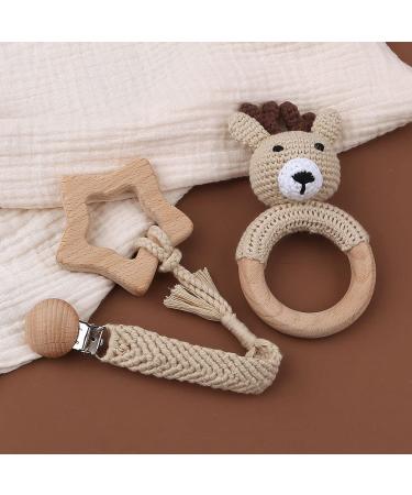 TIAN-K Baby Pacifier Chain - Soft Braided Deer Design Holder for Boys & Girls - Perfect Toddler Toy - Buy Online on SooperMarket.com