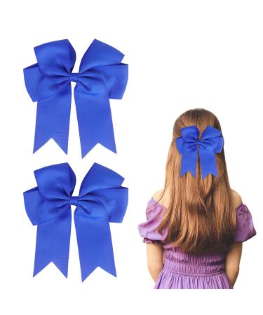 2 Pack 6 inch Bow Hair Clips Large Hair Bow Hair Barrette Clips for Women Girls Blue Hair Bows