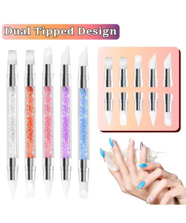 5 Pieces Nail Art Sculpture Pen Set - Dual Pointed Silicone Brushes for Gel Nail Design Foil Drawing & Shapes - Buy Online on SooperMarket.com
